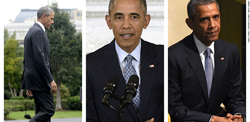 Barack Obama wearing his trademark formal suits