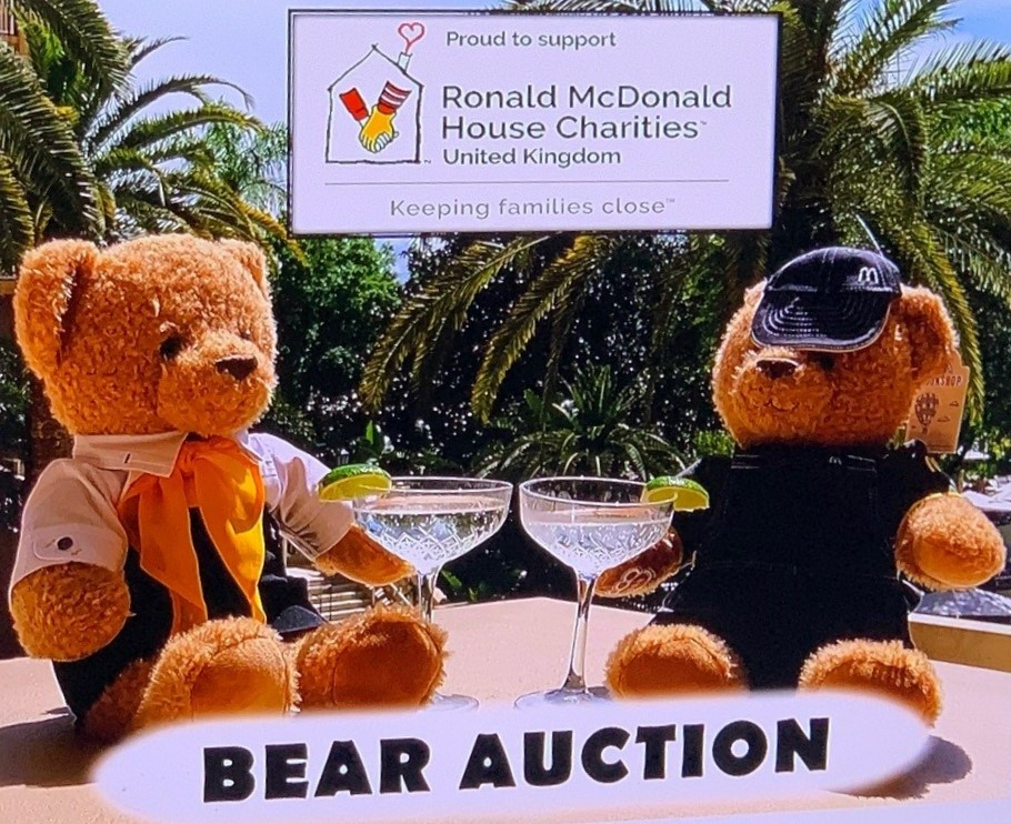 Photograph of the bears taken during the auction at the McDonald's Worldwide Convention.