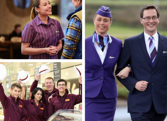 Clockwise; Premier Inn, FlyBe and Sainsburys