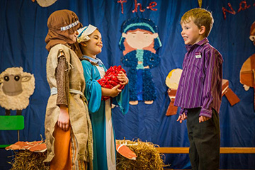 Owen alongside Mary and Joseph